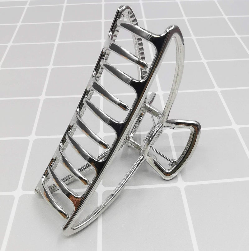HH&LL Hair Clips, Metal Hair Claw Barrette Clamp Jaw for Women (2, Black+ Silver) - Image 3